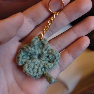 Handmade Green Crochet Clover Keychain - Women's Accessories